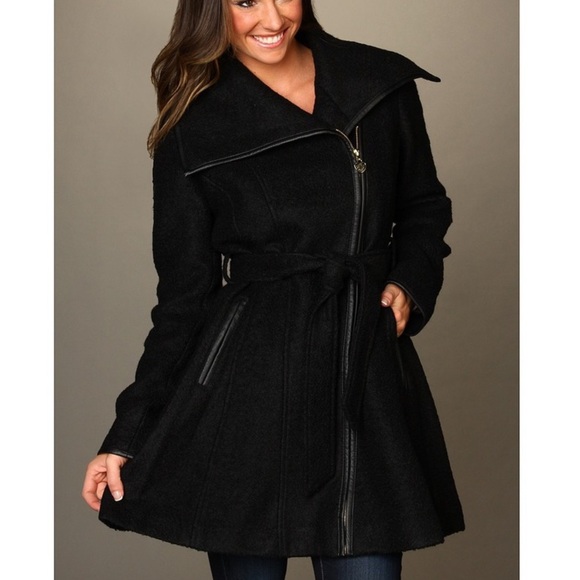 Jessica Simpson Jackets & Blazers - Jessica Simpson Black Boucle Asymmetrical Zip Coat